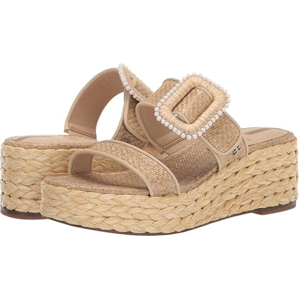 Sam Edelman Women's Cream Chase Buckle Woven Espadrilles Wedge Sandals Size 10 - Picture 2 of 10